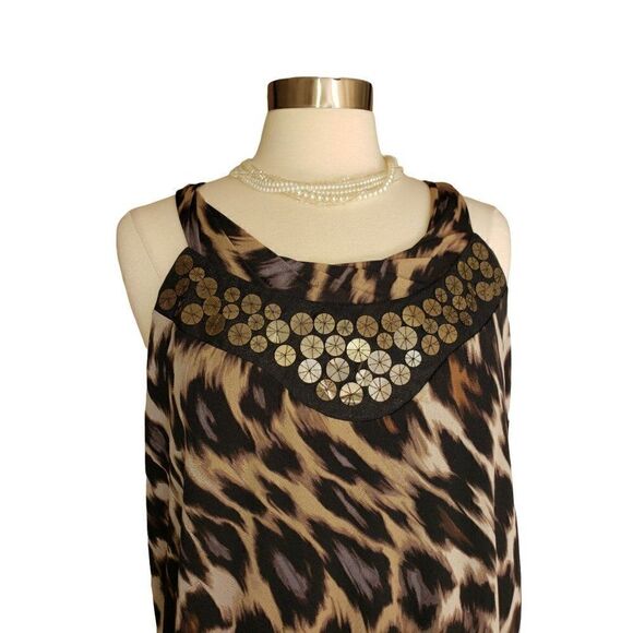 Women's Sleeveless Blouse Bling Animal Print Flowy Shell Lightweight Top XL NWOT - Picture 2 of 9